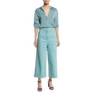 TIBI Demi Wide-Leg Garment-Dyed Twill Cropped Jeans